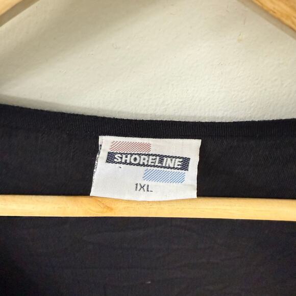 Shoreline 1X Plus Black Sheer‎ Cardigan Coverup Floral Embroidered Beach Boho - Picture 4 of 9